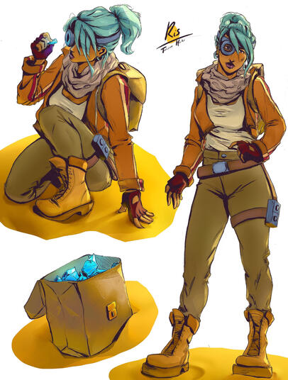 Ris (OC), treasure hunter, was blonde before the blue rocks